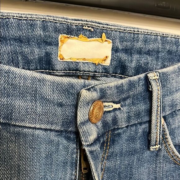 Mother The Looker Crop Blue Distressed Ripped Jeans Whole Lotta Trouble - Picture 5 of 13